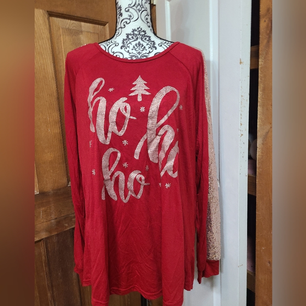 Southern Grace Festive Burgandy Long Sleeve Top